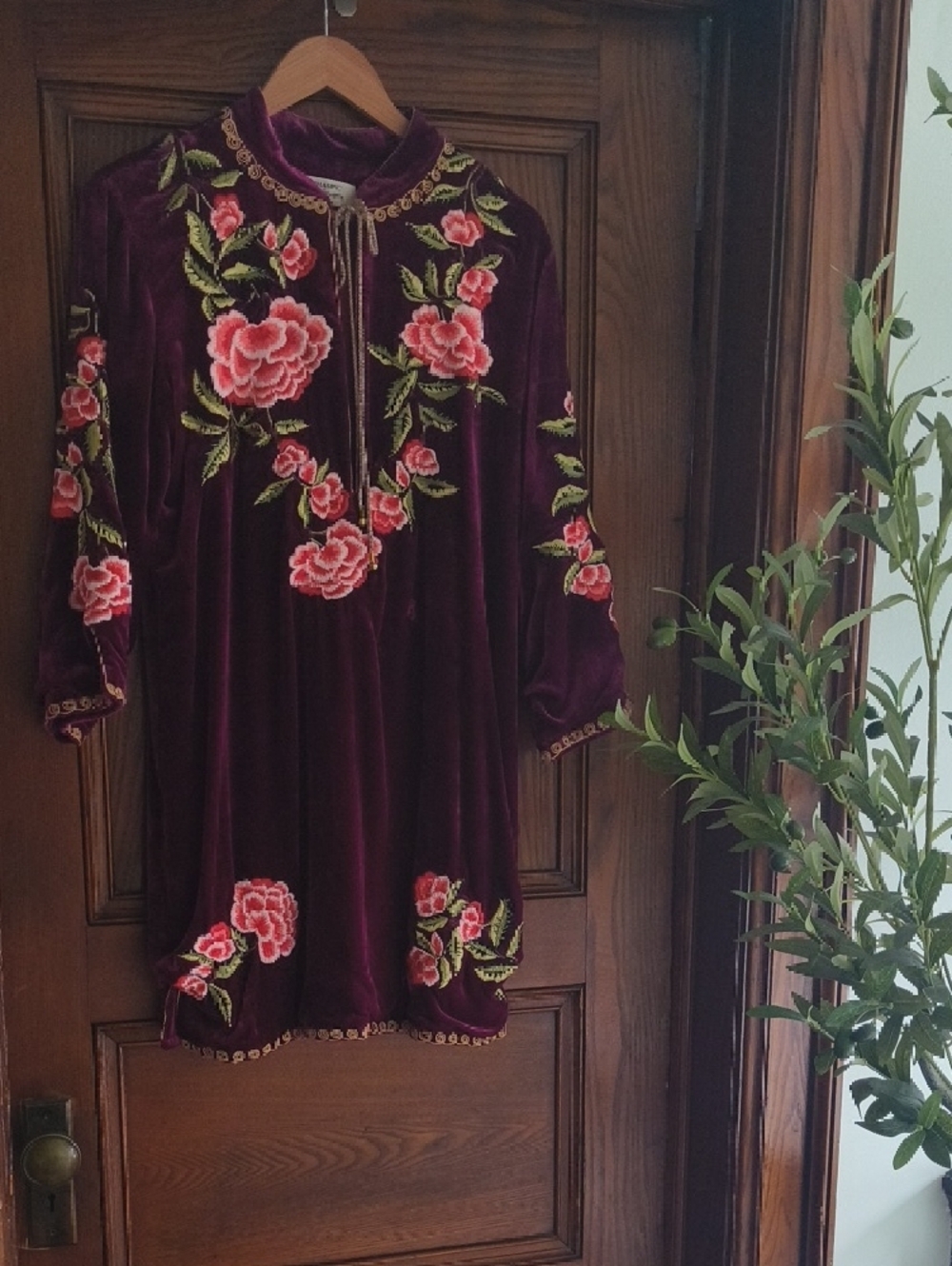 Chasing Unicorns Plum Velvet Top with Pink Accents - Picture 2 of 7